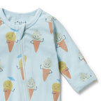 Organic Zipsuit with Feet - Frosty Friends
