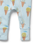 Organic Zipsuit with Feet - Frosty Friends