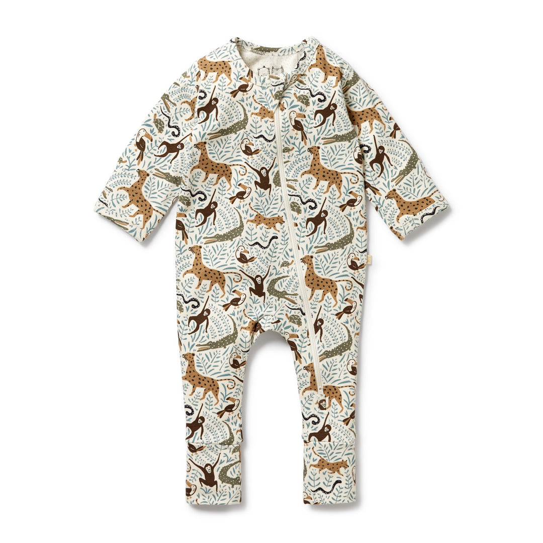 Wilson & Frenchy Organic Zipsuit with Feet - Mini Jungle