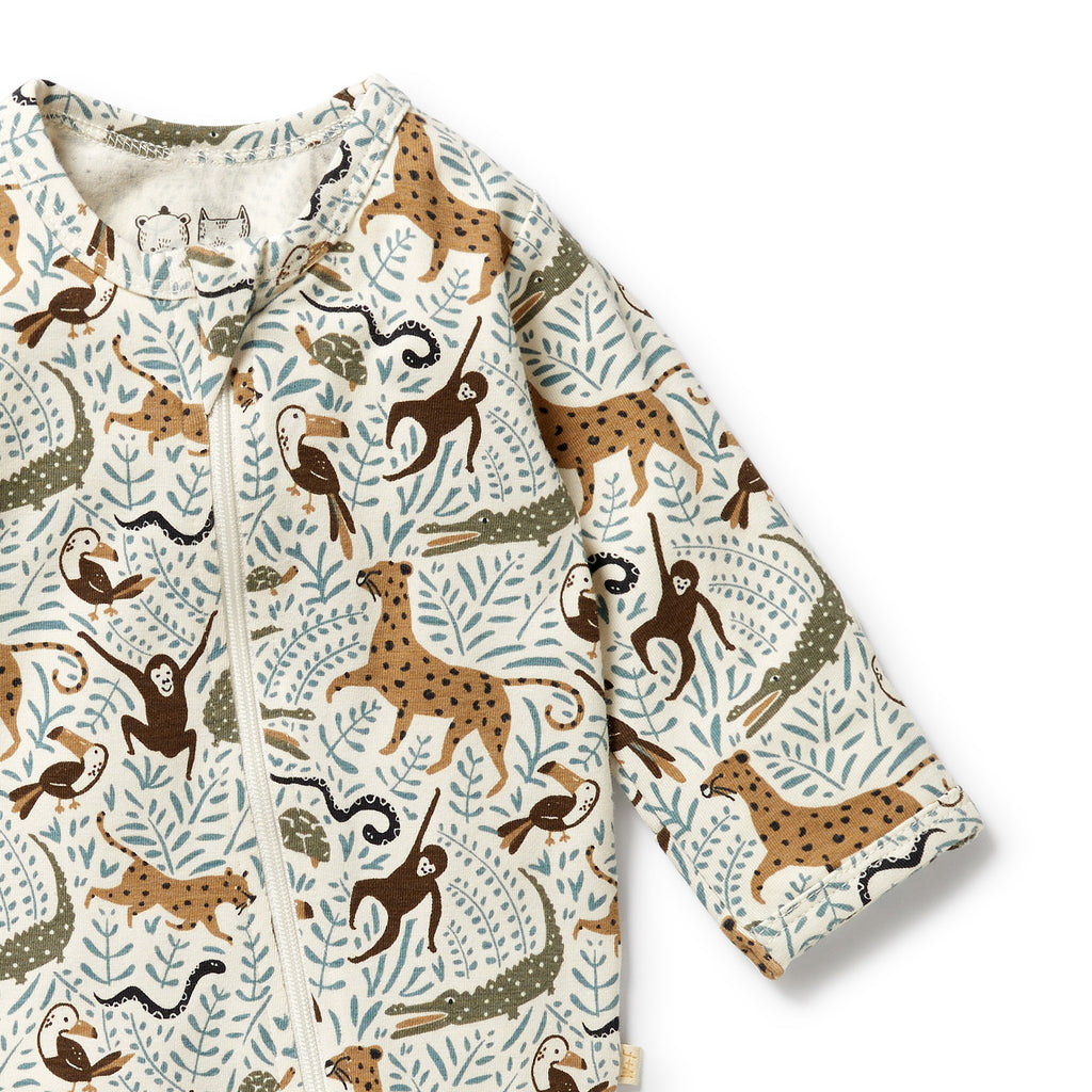 Wilson & Frenchy Organic Zipsuit with Feet - Mini Jungle