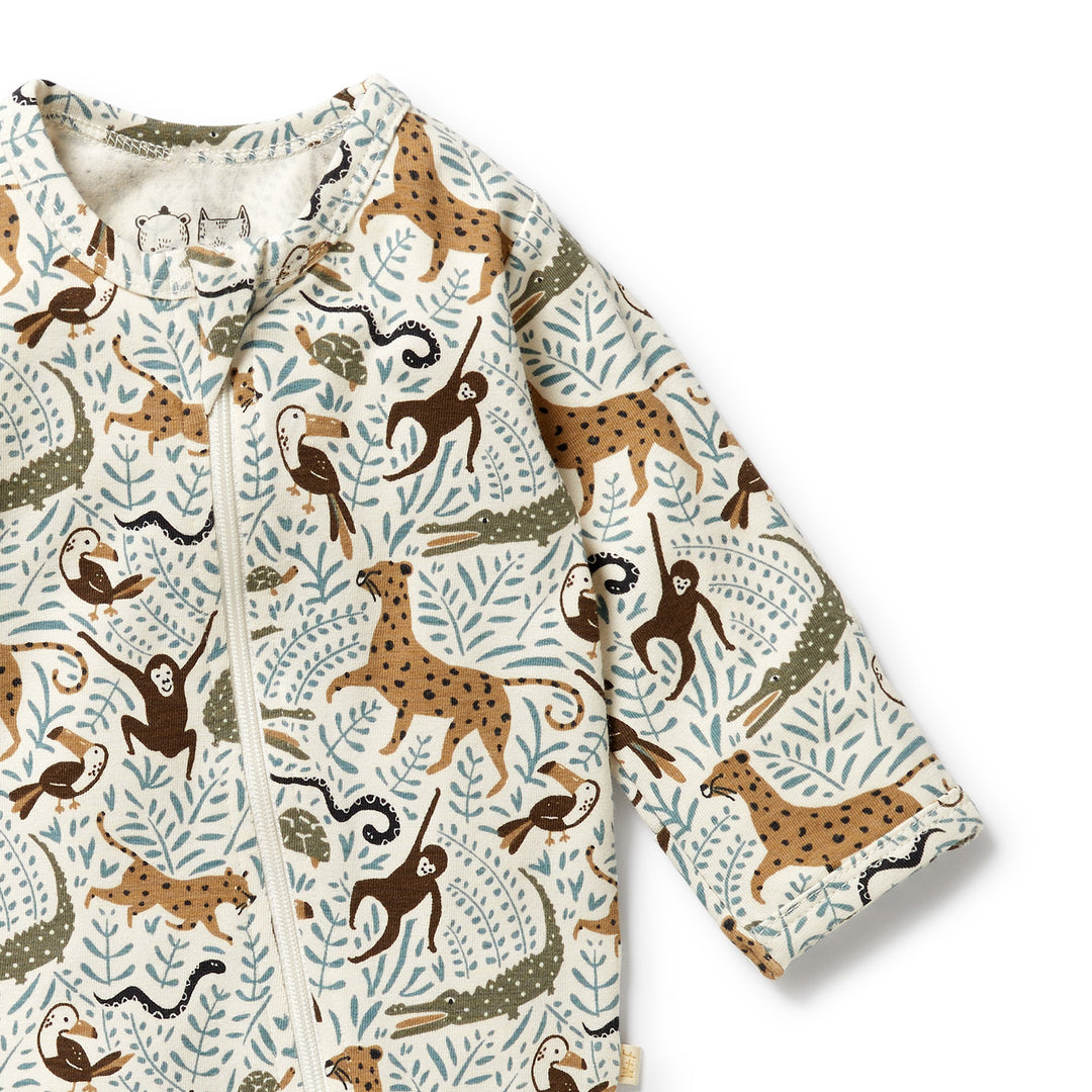 Wilson & Frenchy Organic Zipsuit with Feet - Mini Jungle