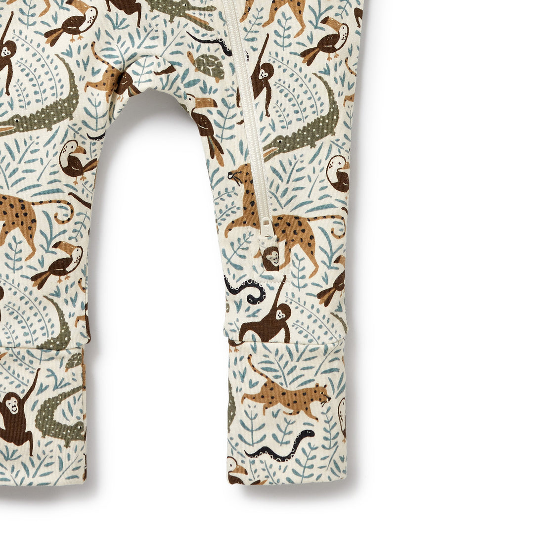 Wilson & Frenchy Organic Zipsuit with Feet - Mini Jungle