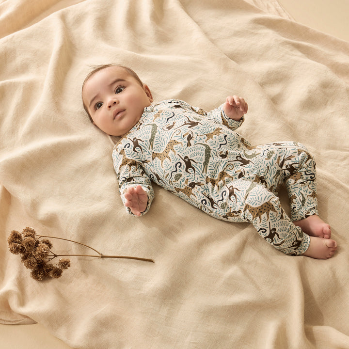 Wilson & Frenchy Organic Zipsuit with Feet - Mini Jungle