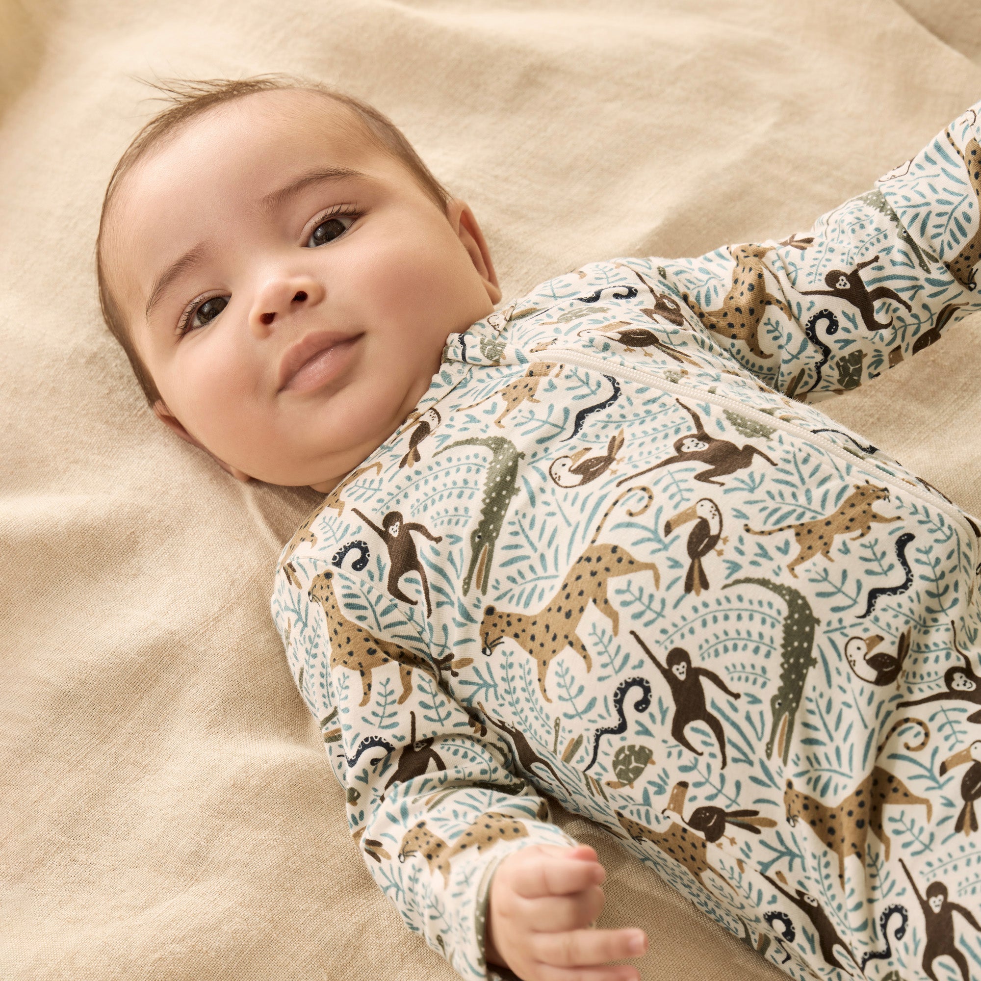 Wilson & Frenchy Organic Zipsuit with Feet - Mini Jungle
