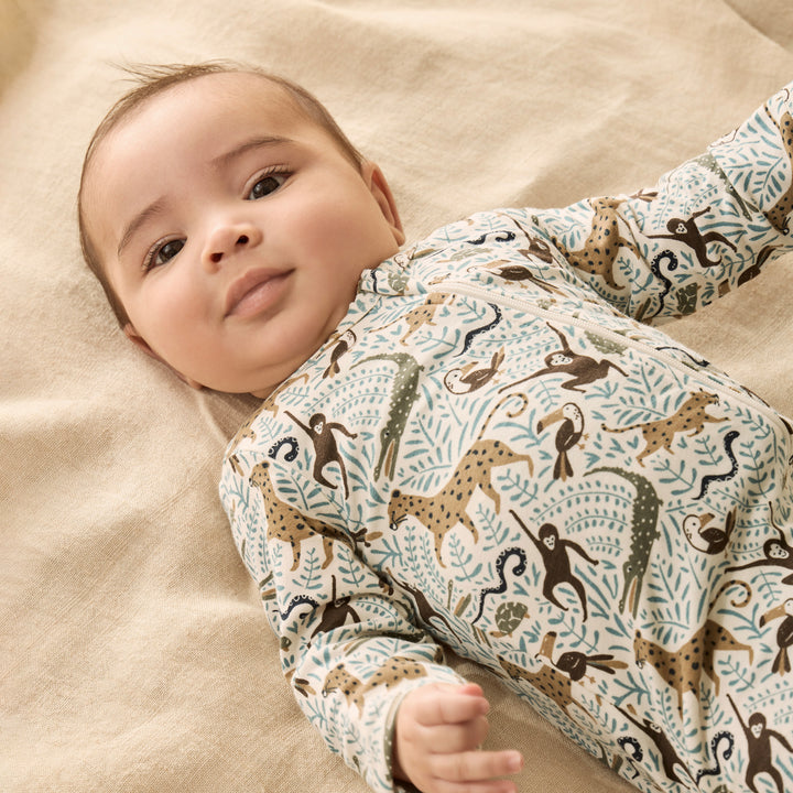 Wilson & Frenchy Organic Zipsuit with Feet - Mini Jungle