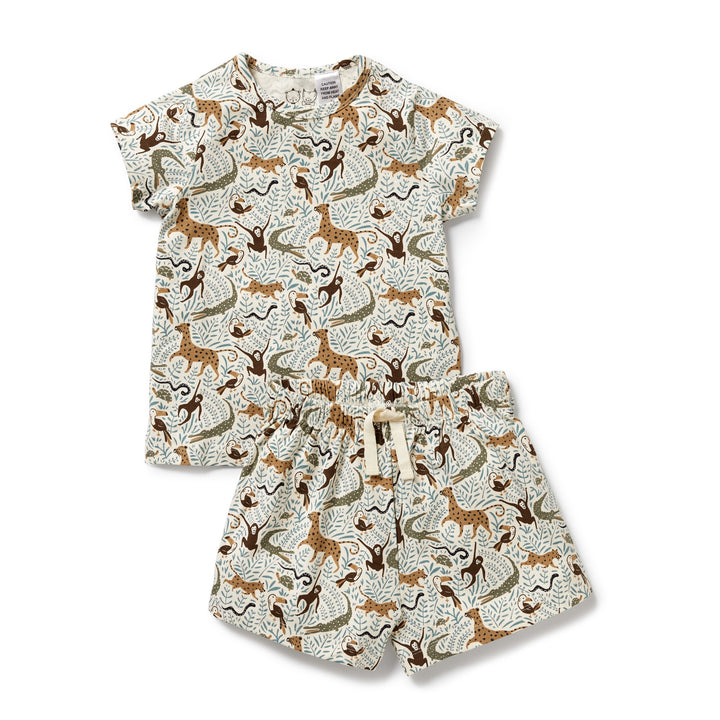 Wilson & Frenchy Organic Short Sleeved Pyjamas - Mini Jungle