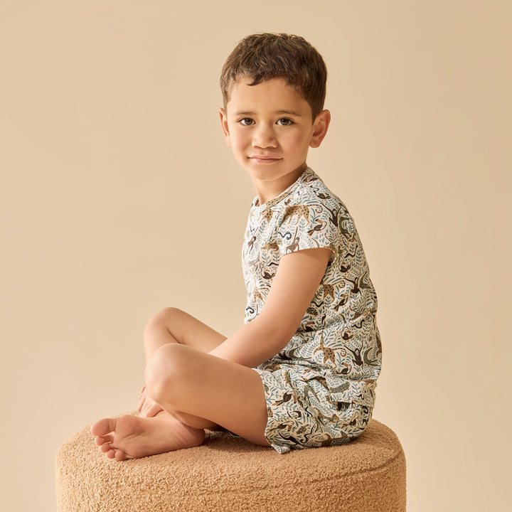 Wilson & Frenchy Organic Short Sleeved Pyjamas - Mini Jungle