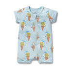 Organic Boyleg Zipsuit - Frosty Friends