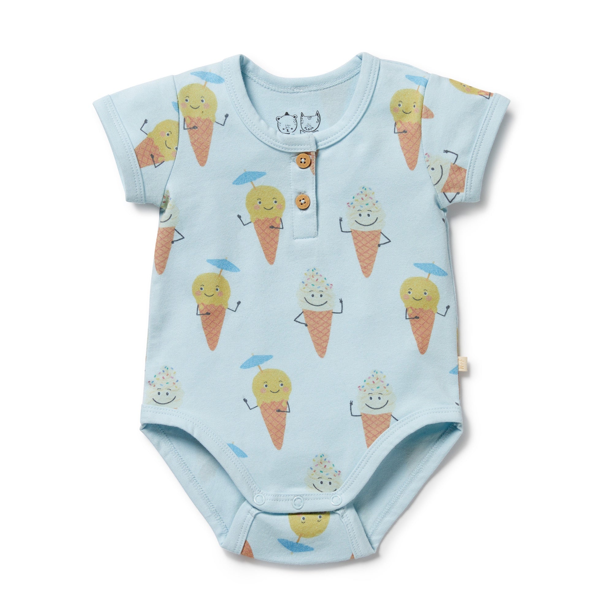 Wilson & Frenchy Organic Henley Bodysuit - Frosty Friends