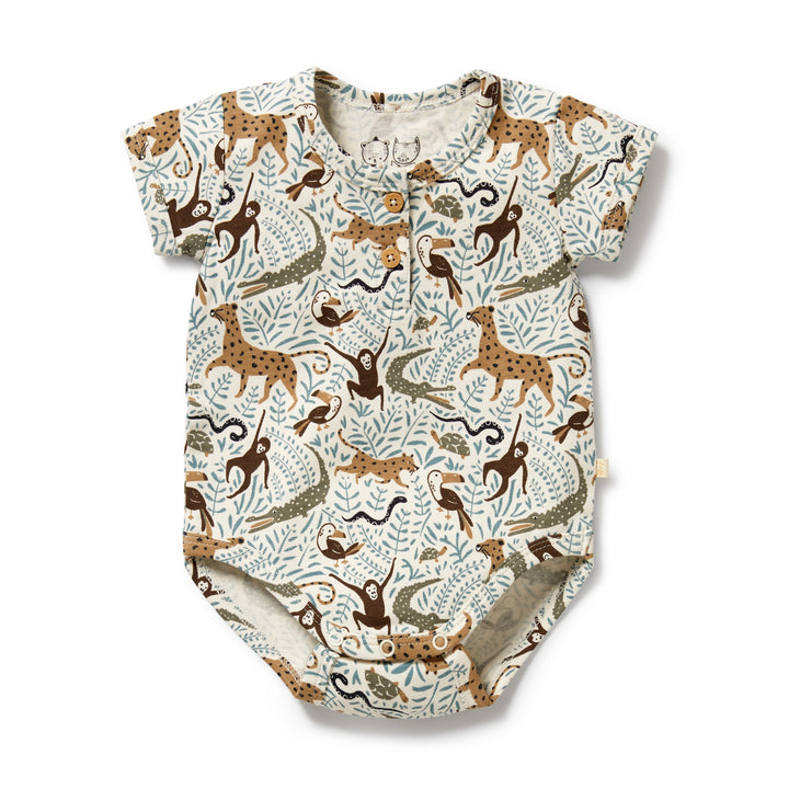 Wilson & Frenchy Organic Henley Bodysuit - Mini Jungle