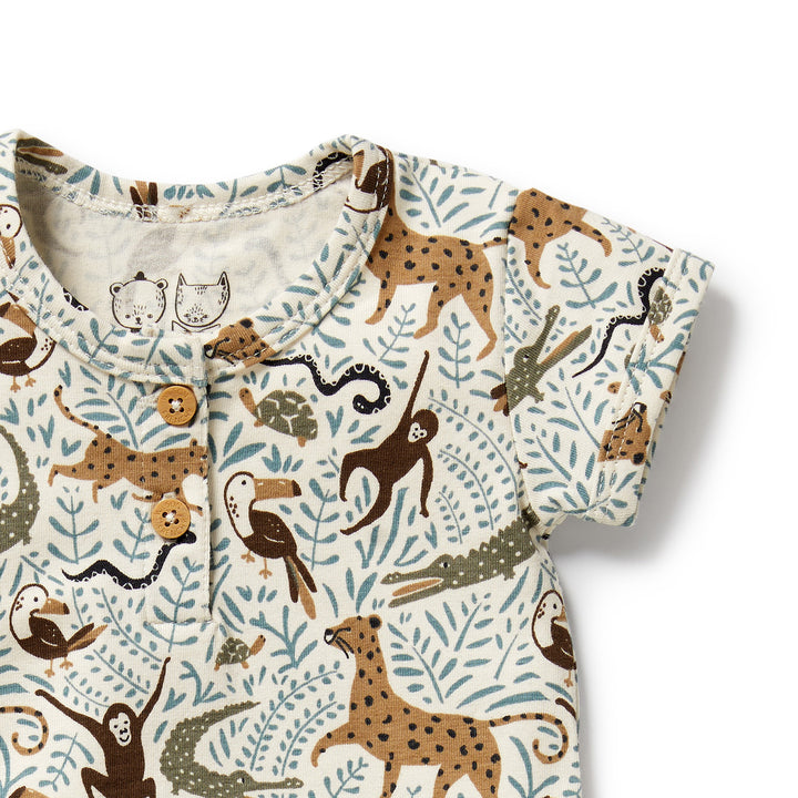 Wilson & Frenchy Organic Henley Bodysuit - Mini Jungle