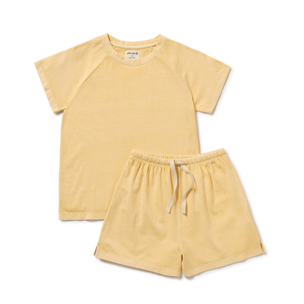 Organic Dyed Short Sleeved Pyjamas - Lemon