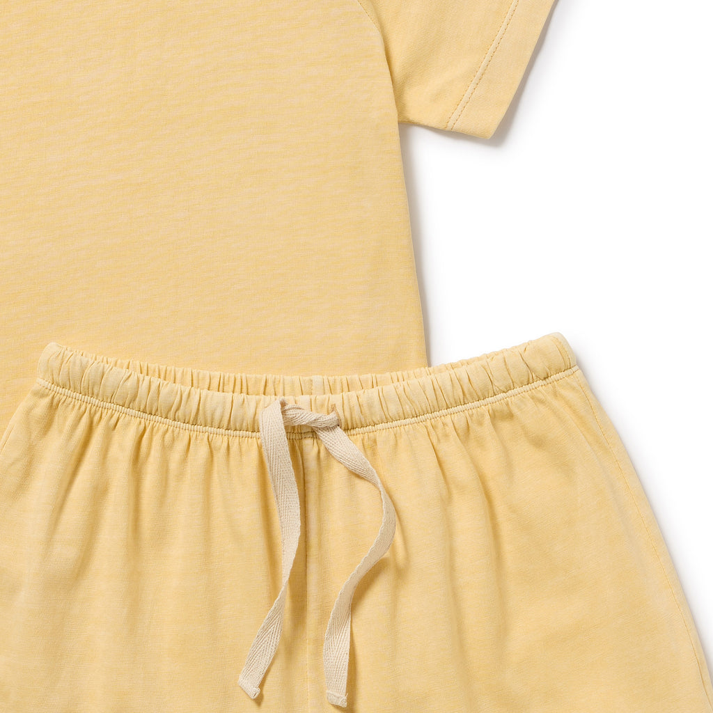 Organic Dyed Short Sleeved Pyjamas - Lemon
