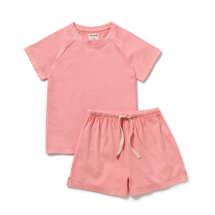 Wilson & Frenchy Organic Dyed Short Sleeved Pyjamas - Rose