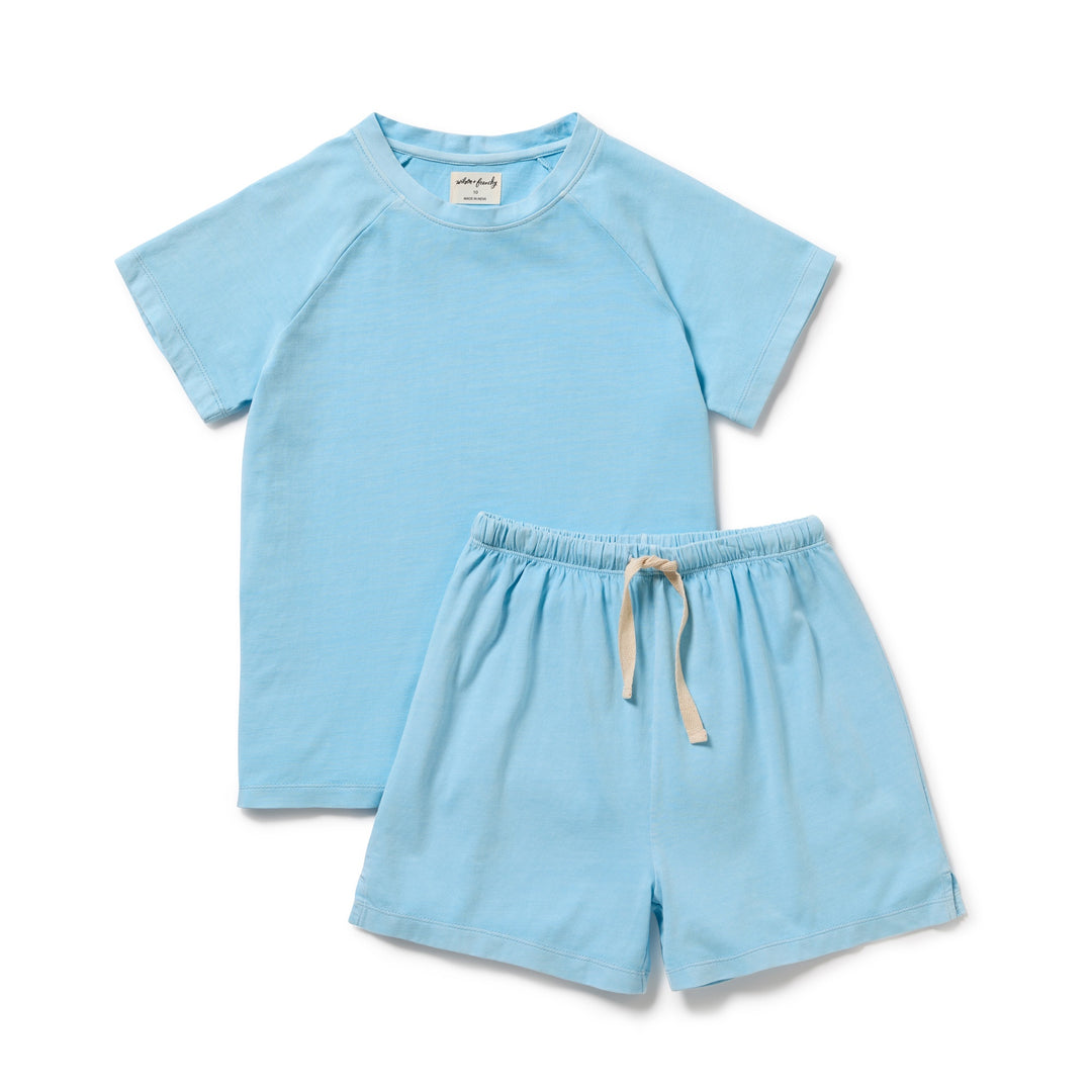 Wilson & Frenchy Organic Dyed Short Sleeved Pyjamas - Sky
