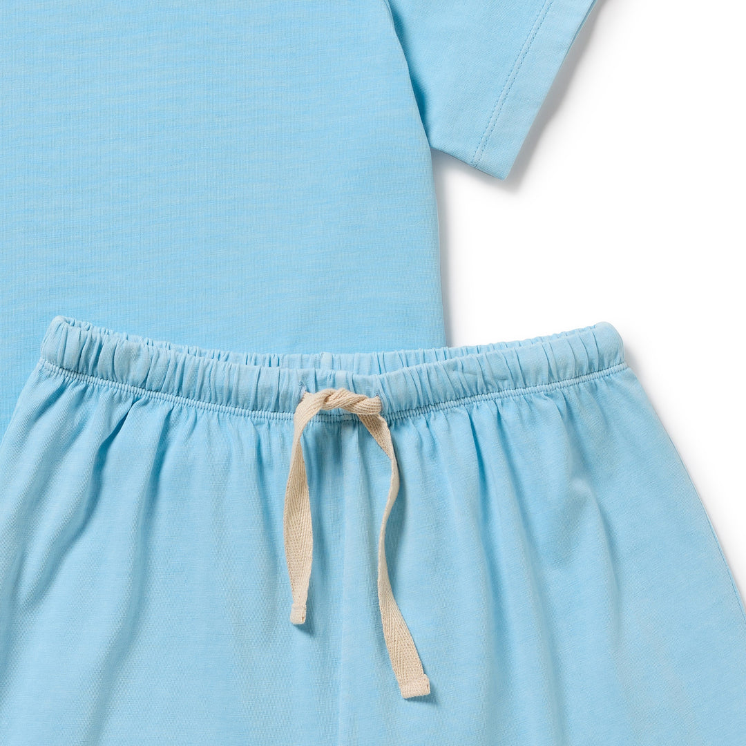 Wilson & Frenchy Organic Dyed Short Sleeved Pyjamas - Sky