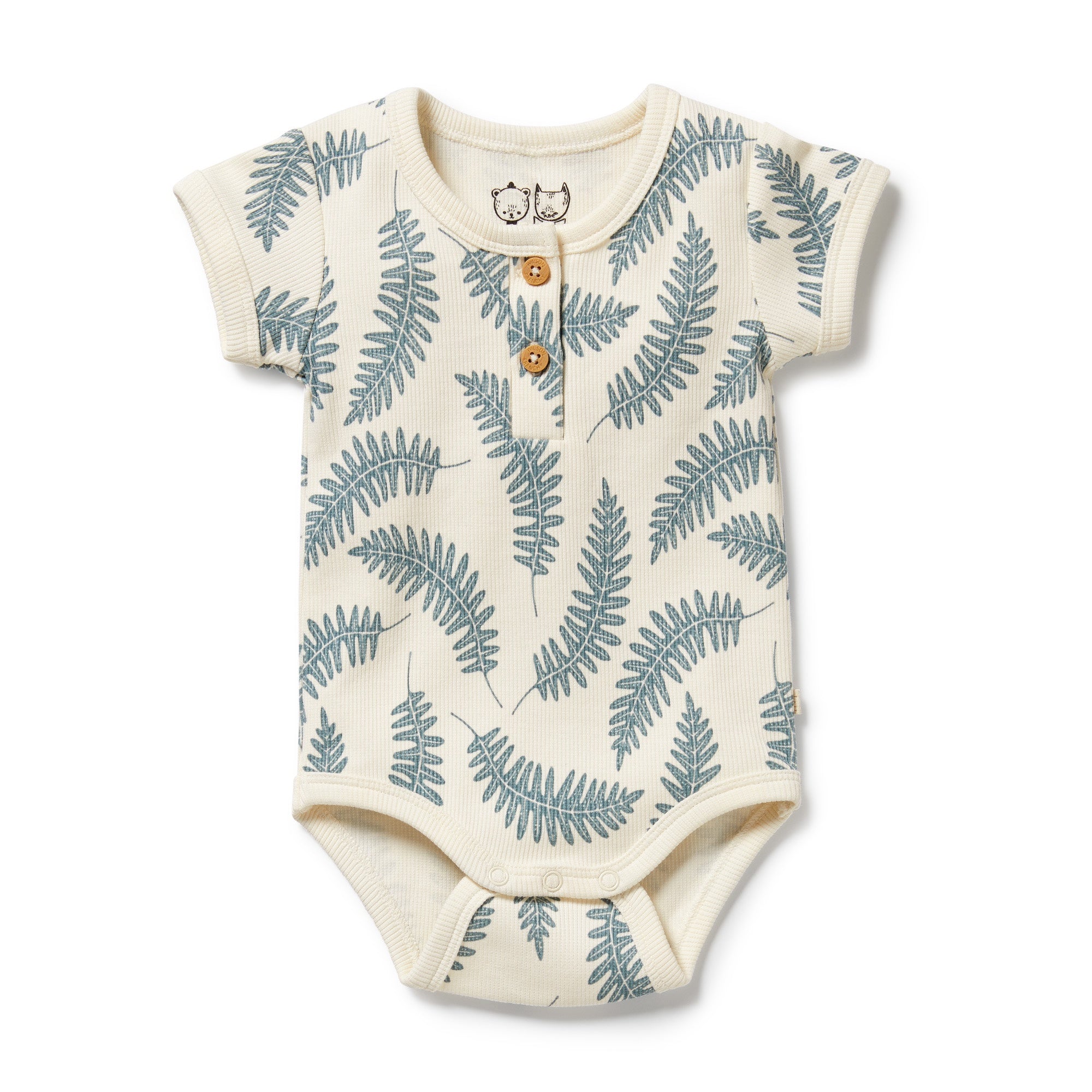 Wilson & Frenchy Organic Henley Bodysuit - Little Fronds