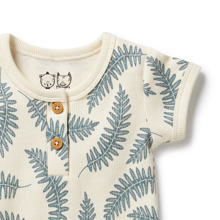 Wilson & Frenchy Organic Henley Bodysuit - Little Fronds