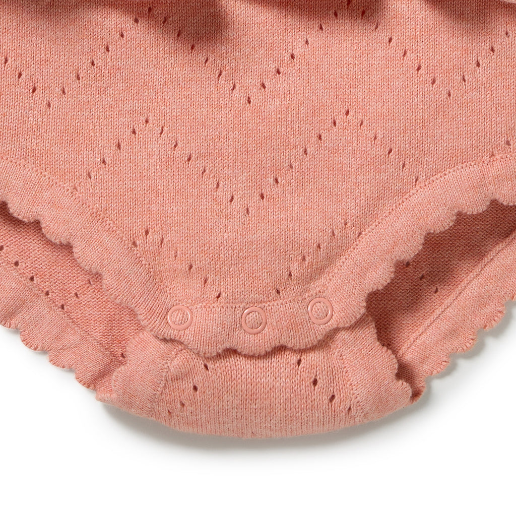 Petal Pink Organic Knitted Pointelle Playsuit