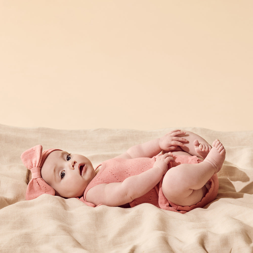 Petal Pink Organic Knitted Pointelle Playsuit
