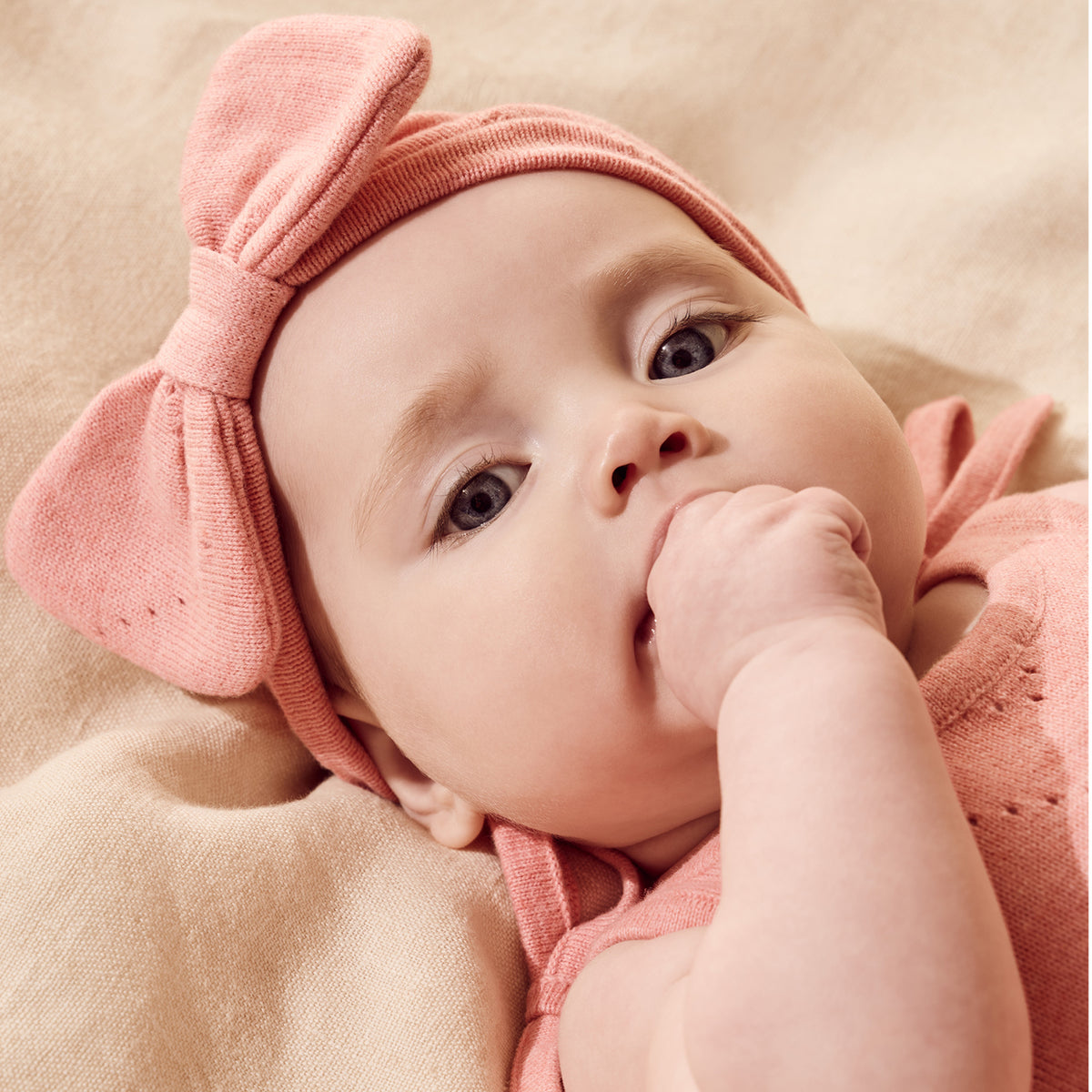 Petal Pink Organic Knitted Pointelle Headband