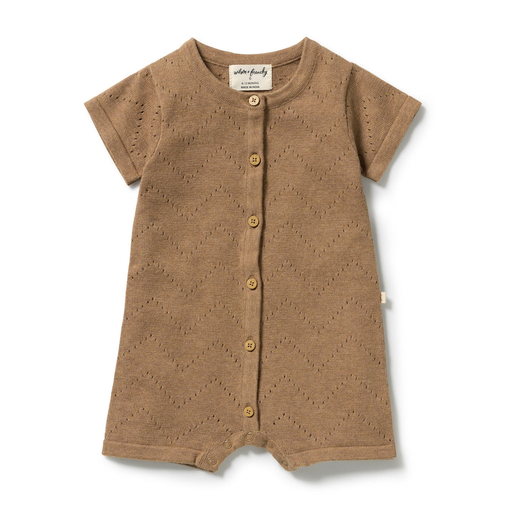 Ginger Snap Organic Knitted Pointelle Growsuit