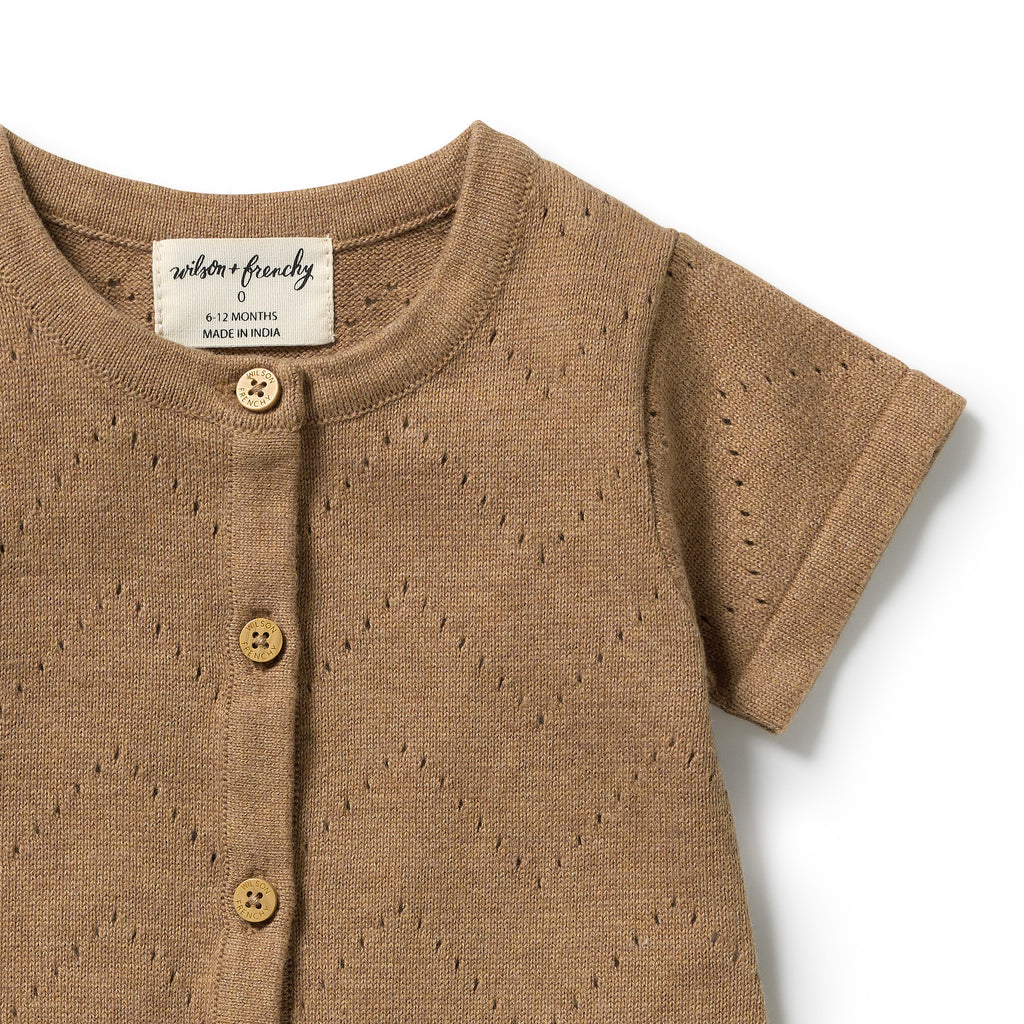 Ginger Snap Organic Knitted Pointelle Growsuit