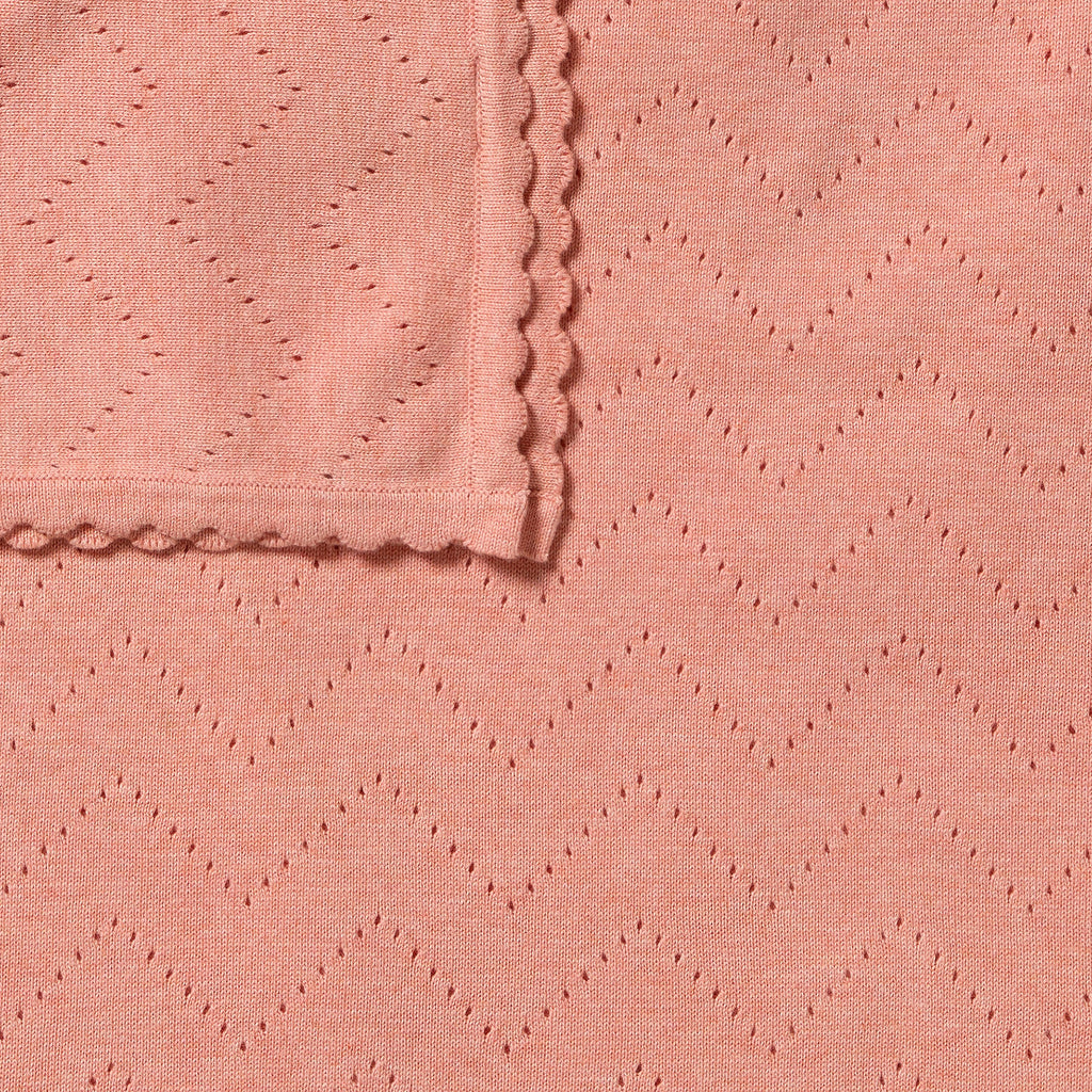 Petal Pink Organic Knitted Pointelle Blanket