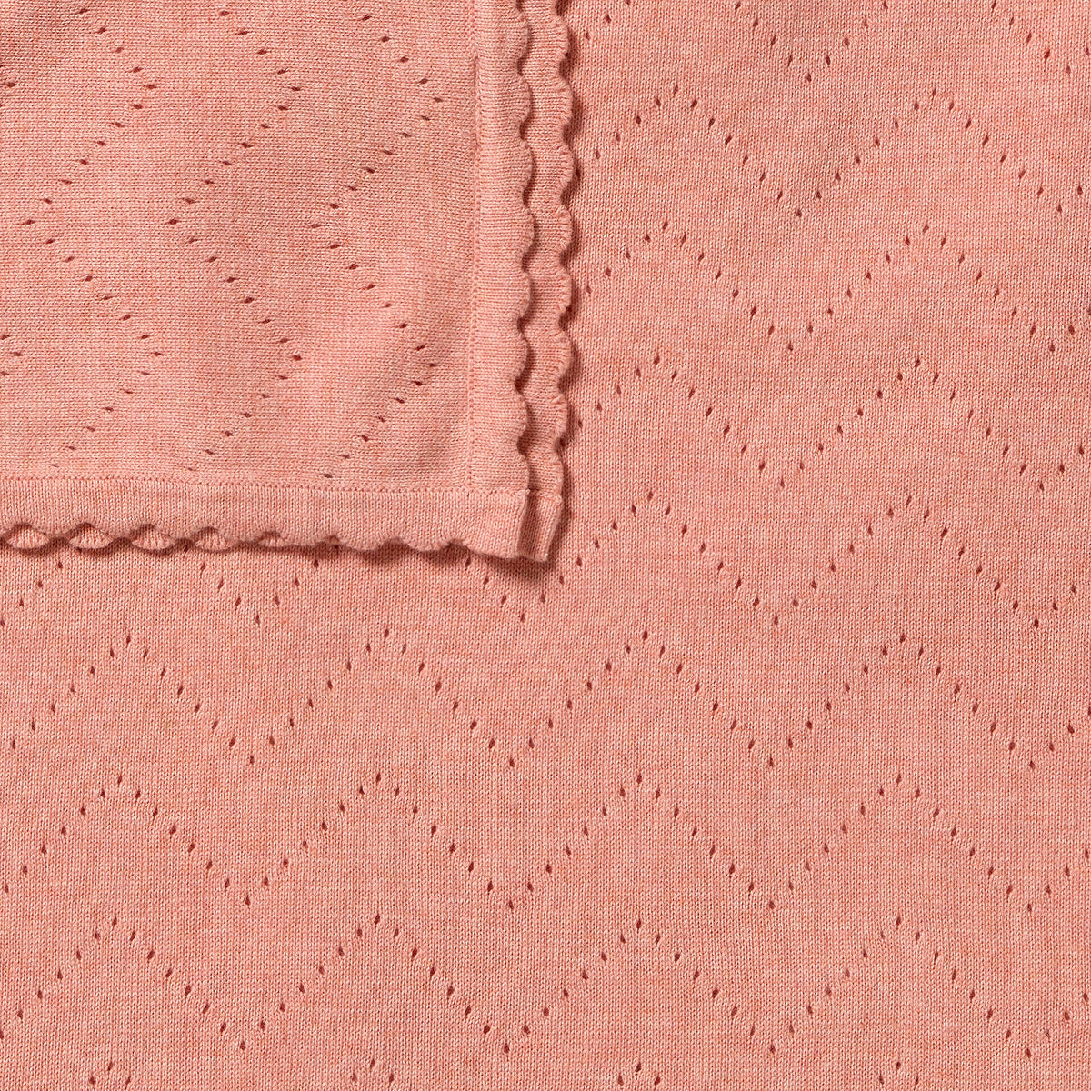 Petal Pink Organic Knitted Pointelle Blanket