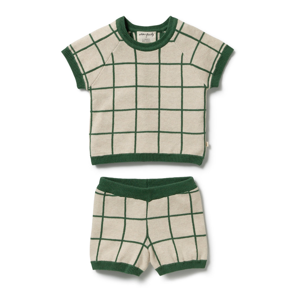 Lagoon Organic Knitted Check Set