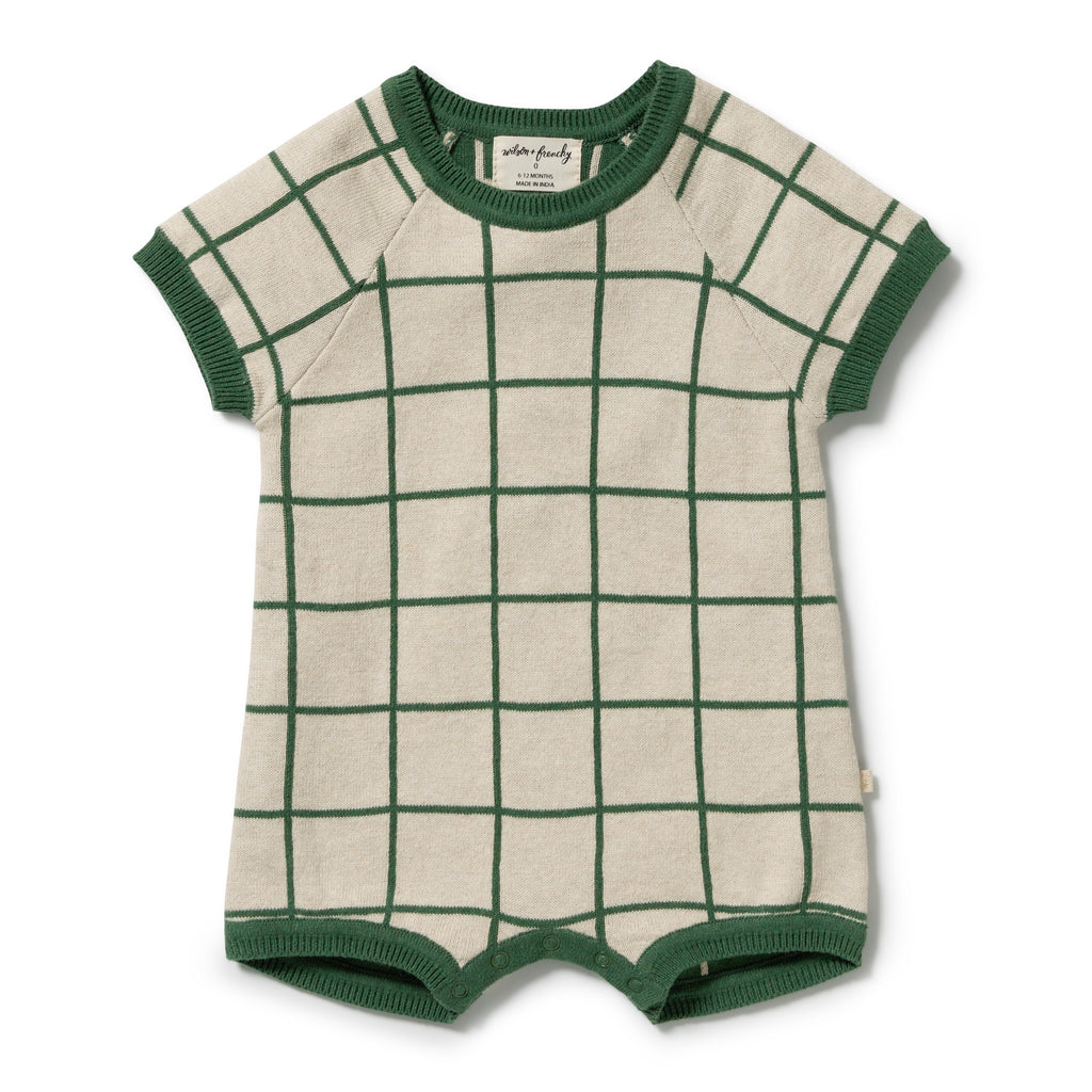 Lagoon Organic Knitted Check Growsuit