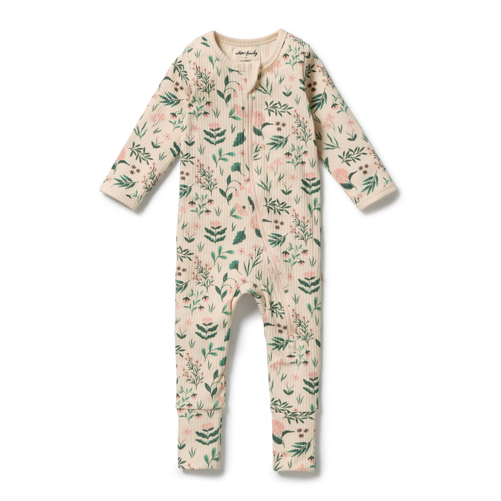 Sweet Bloom Organic Zipsuit with Feet