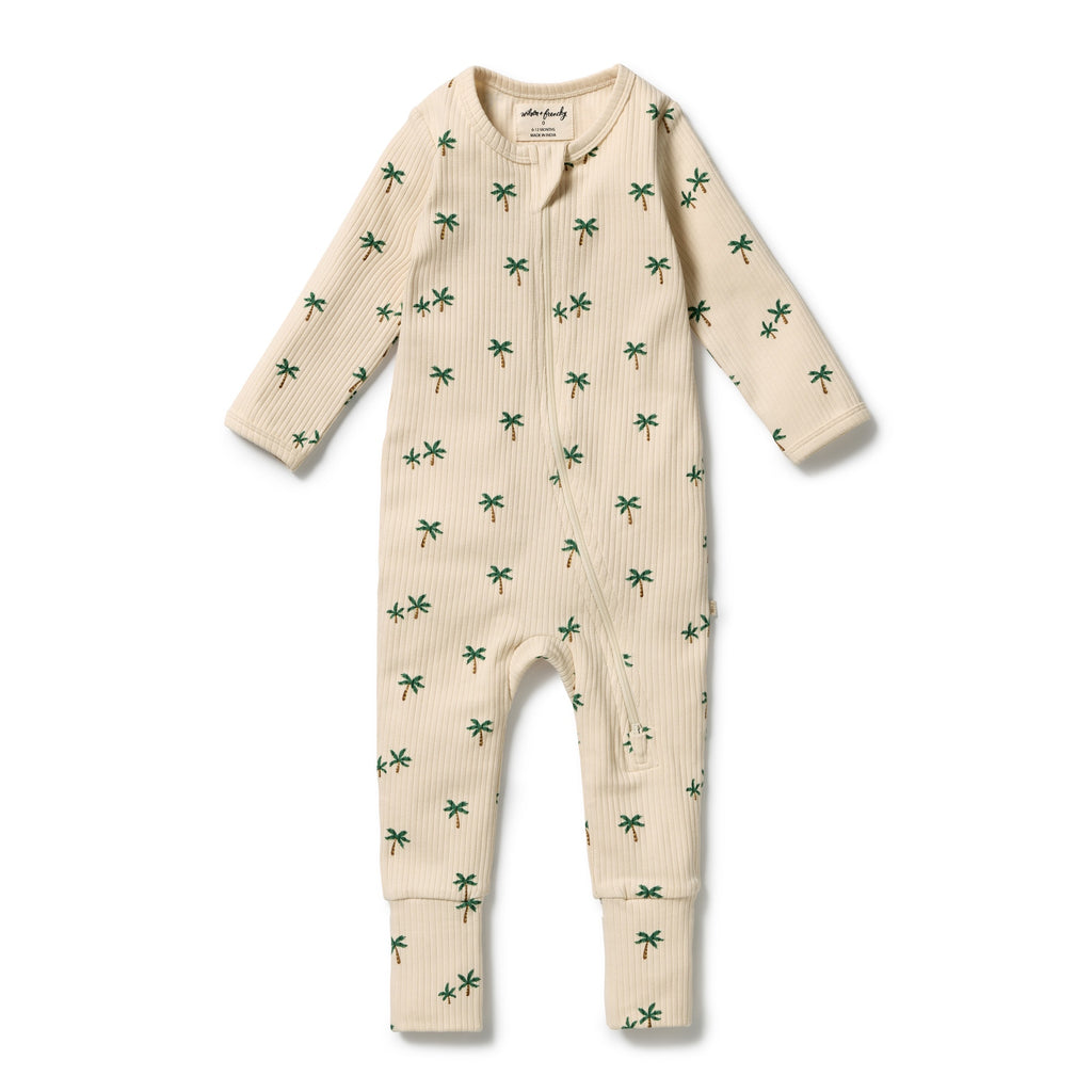 Tiny Palm Organic Zipsuit with Feet