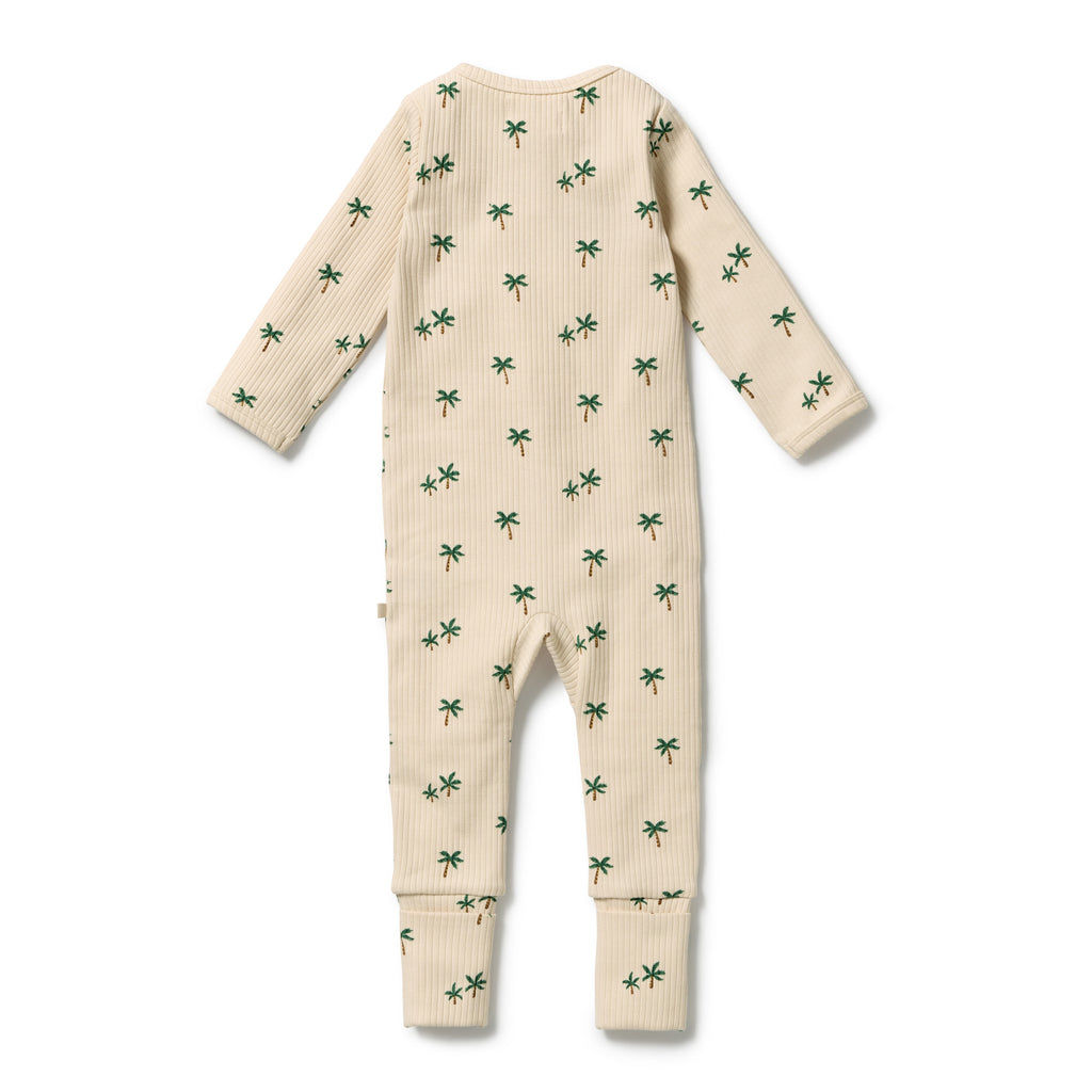 Tiny Palm Organic Zipsuit with Feet