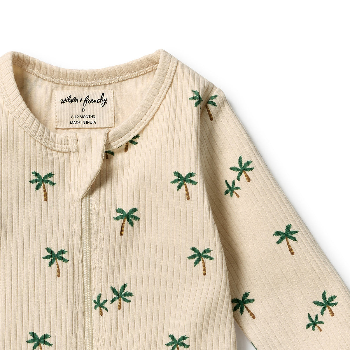 Tiny Palm Organic Zipsuit with Feet
