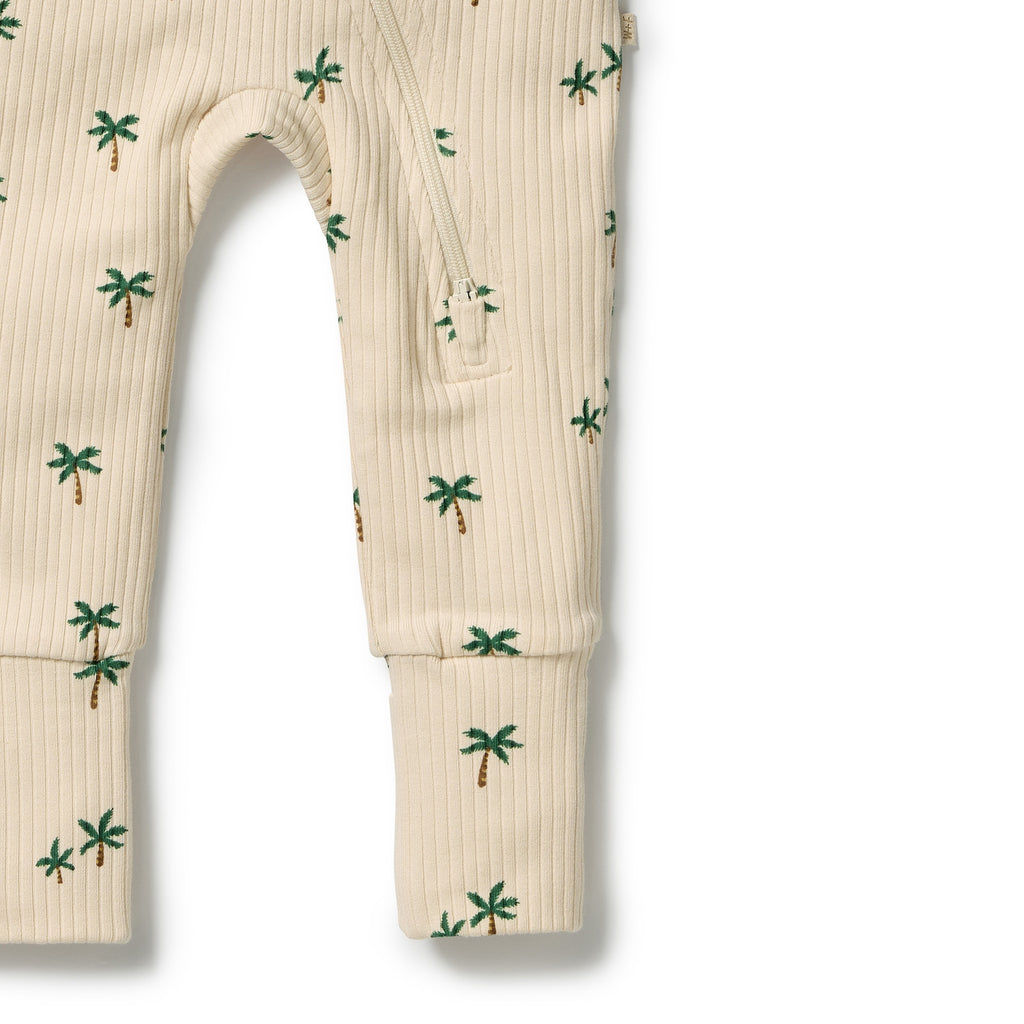 Tiny Palm Organic Zipsuit with Feet