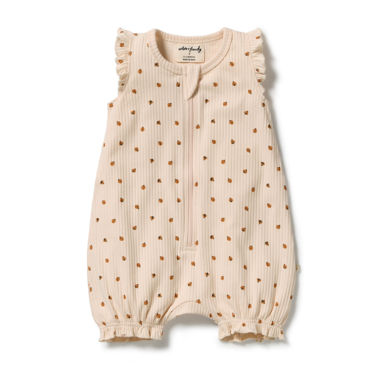 Little Lady Bugs Organic Ruffle Zipsuit