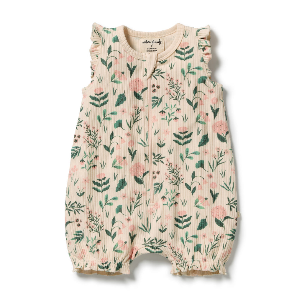Sweet Bloom Organic Ruffle Zipsuit