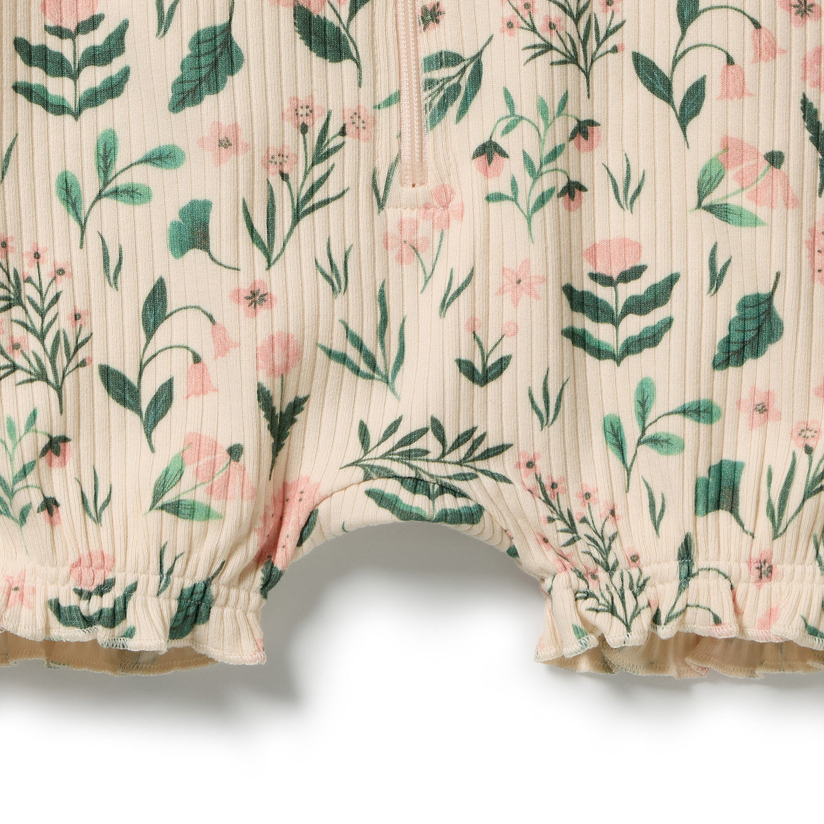 Sweet Bloom Organic Ruffle Zipsuit