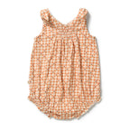 Checkerberry Organic Crinkle Tie Playsuit