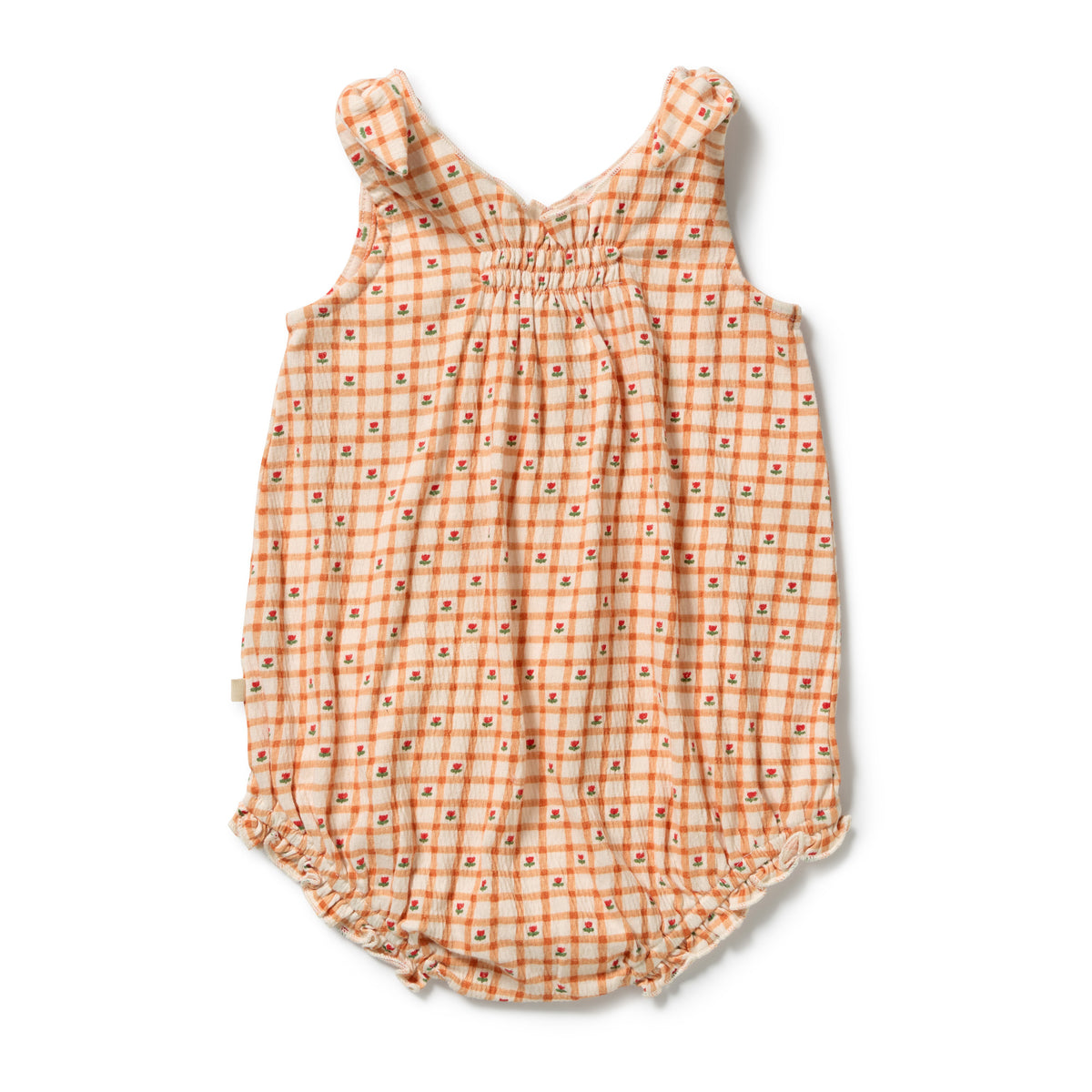 Checkerberry Organic Crinkle Tie Playsuit