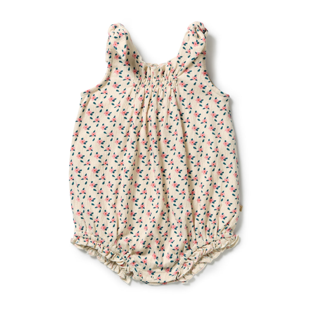 Little Blossom Organic Crinkle Tie Playsuit