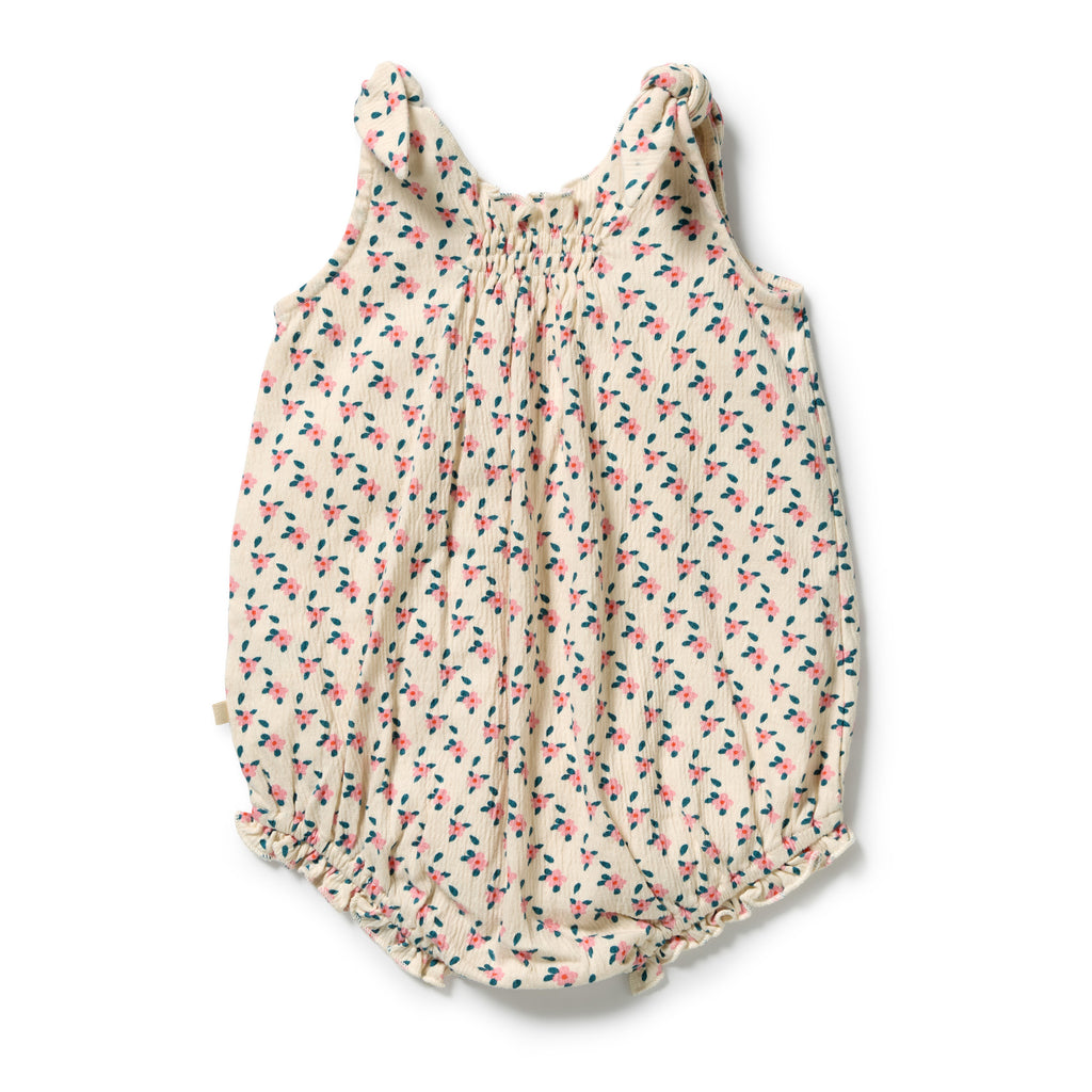 Little Blossom Organic Crinkle Tie Playsuit