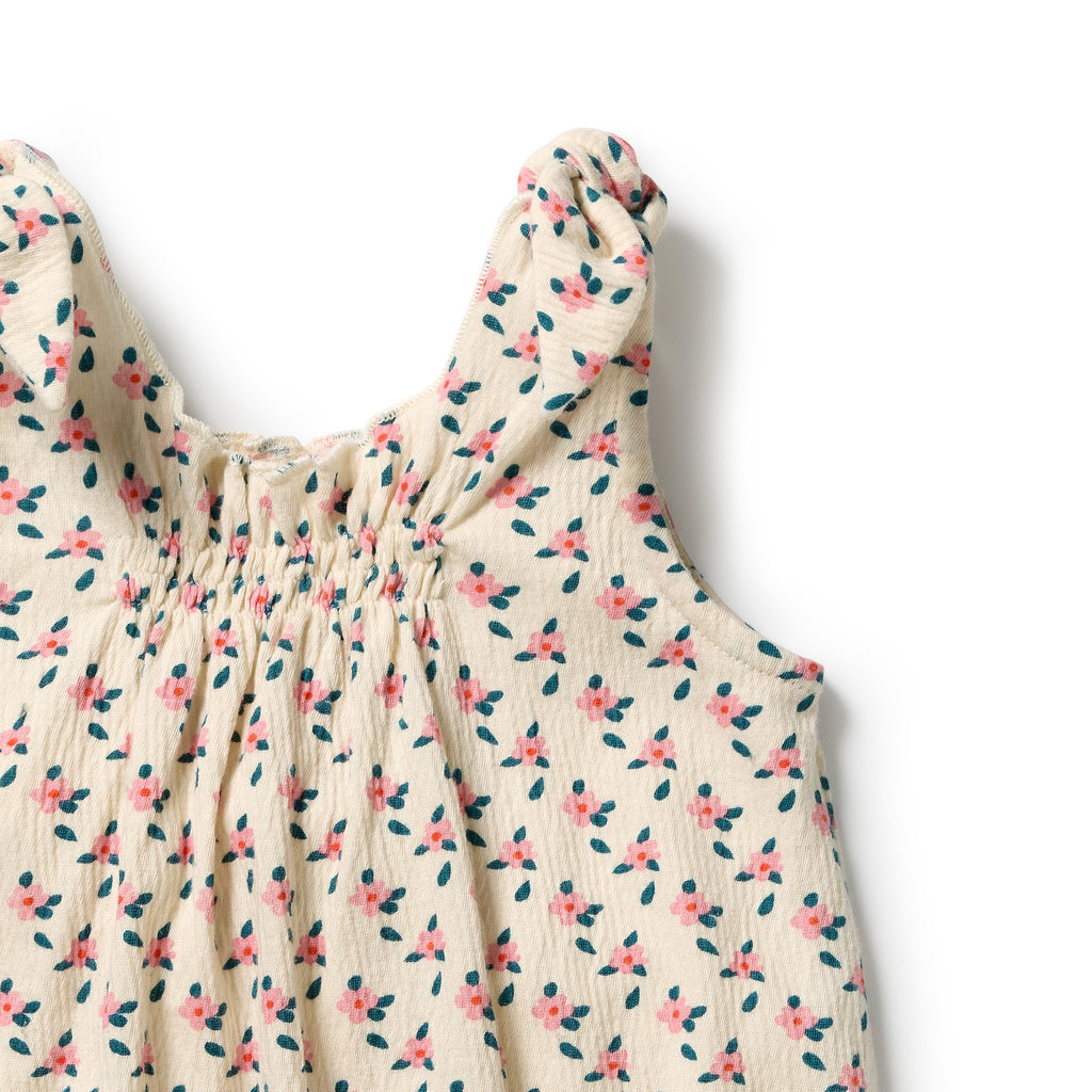 Little Blossom Organic Crinkle Tie Playsuit