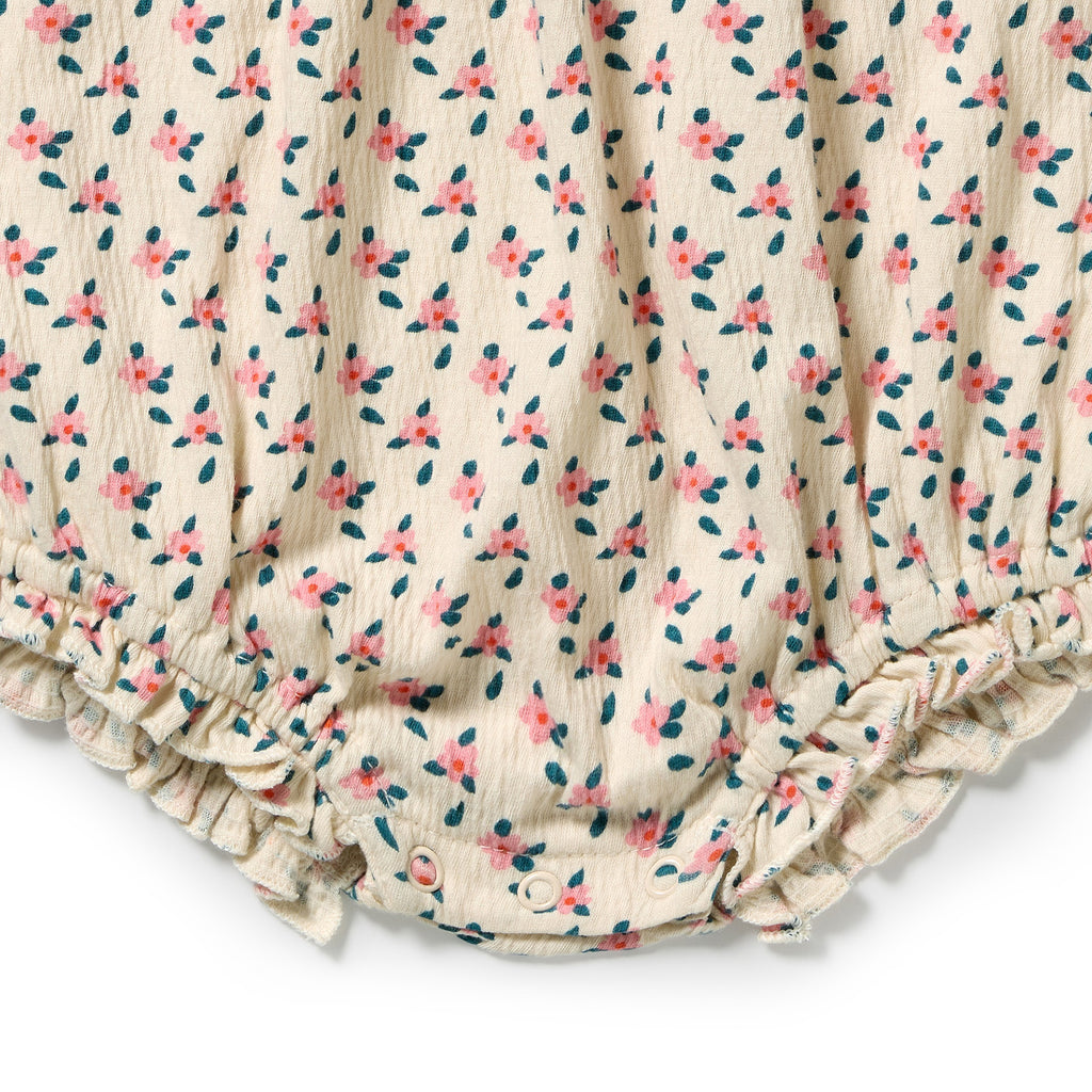 Little Blossom Organic Crinkle Tie Playsuit