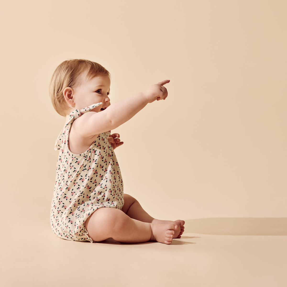 Little Blossom Organic Crinkle Tie Playsuit