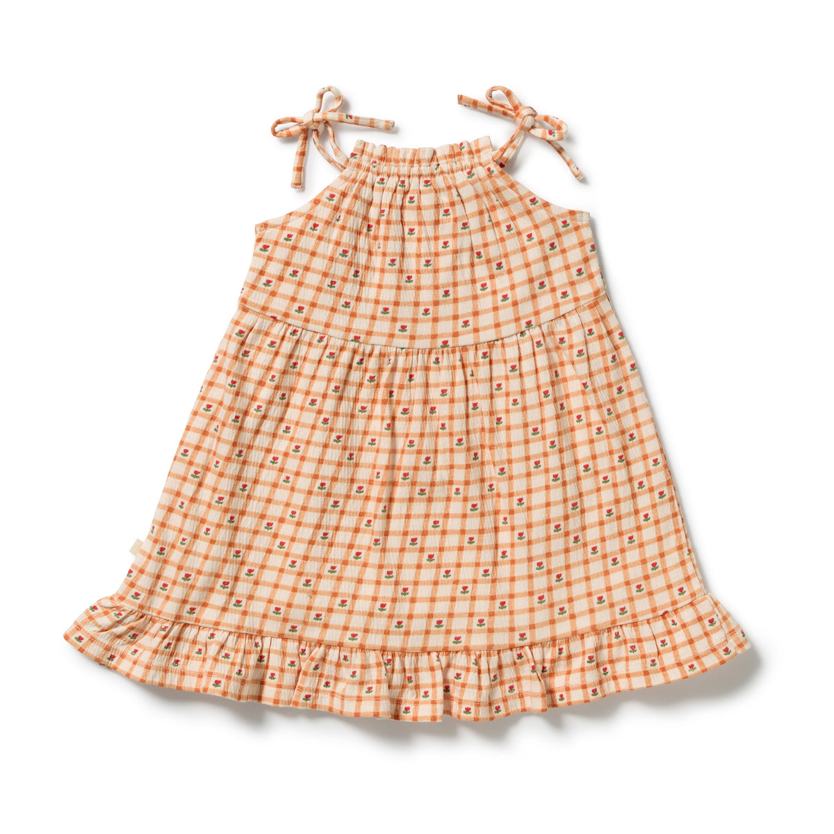 Checkerberry Organic Crinkle Ruffle Dress