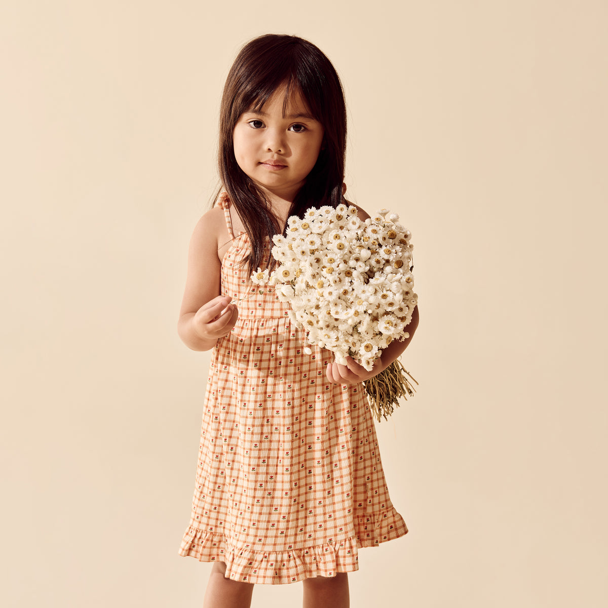 Checkerberry Organic Crinkle Ruffle Dress