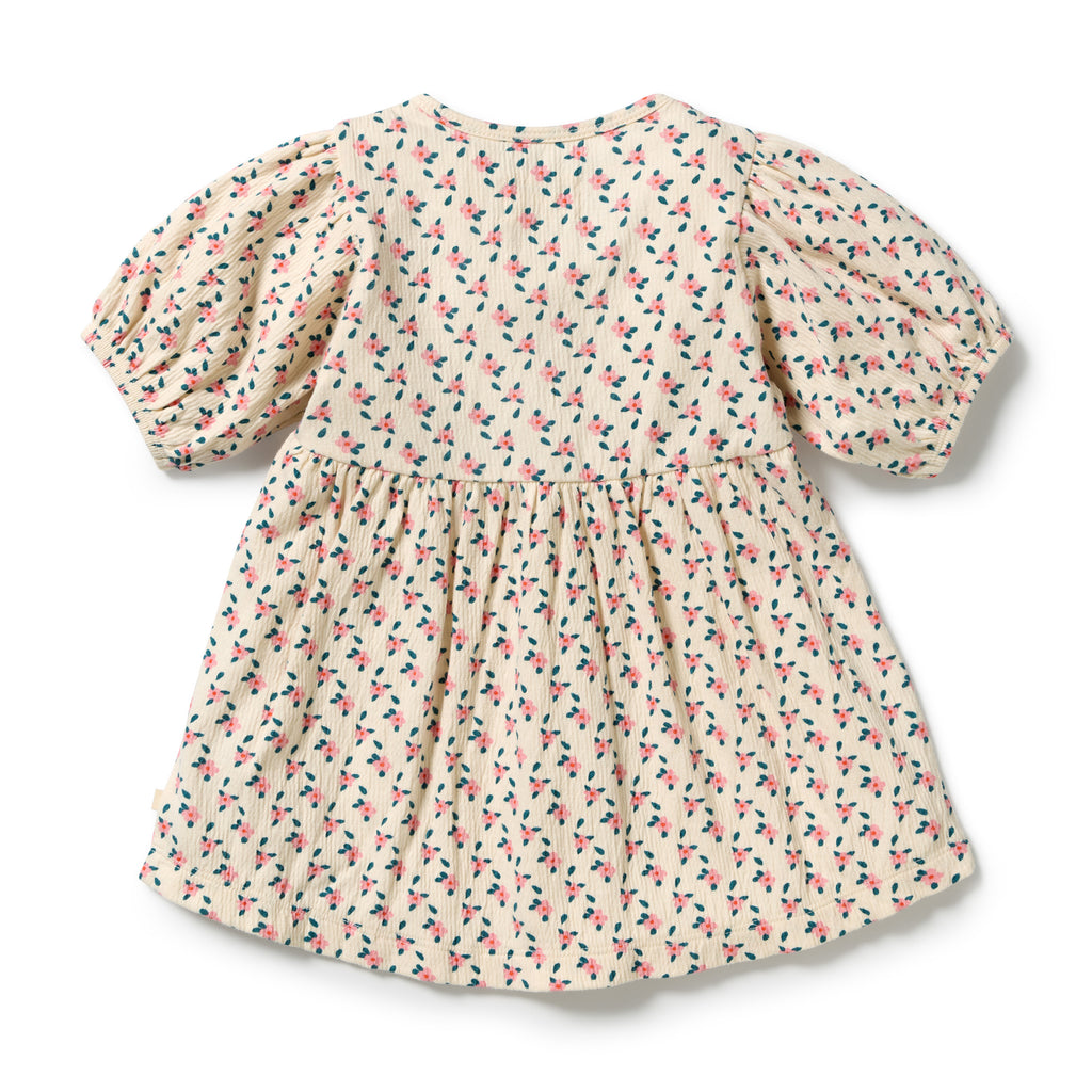 Little Blossom Organic Crinkle Button Dress