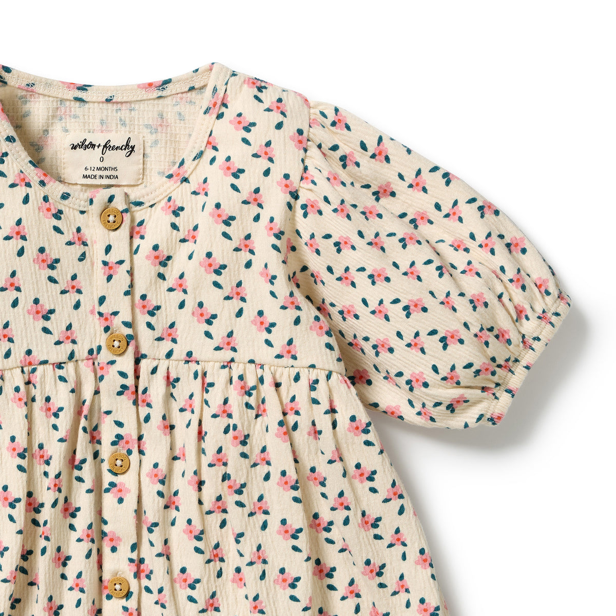 Little Blossom Organic Crinkle Button Dress